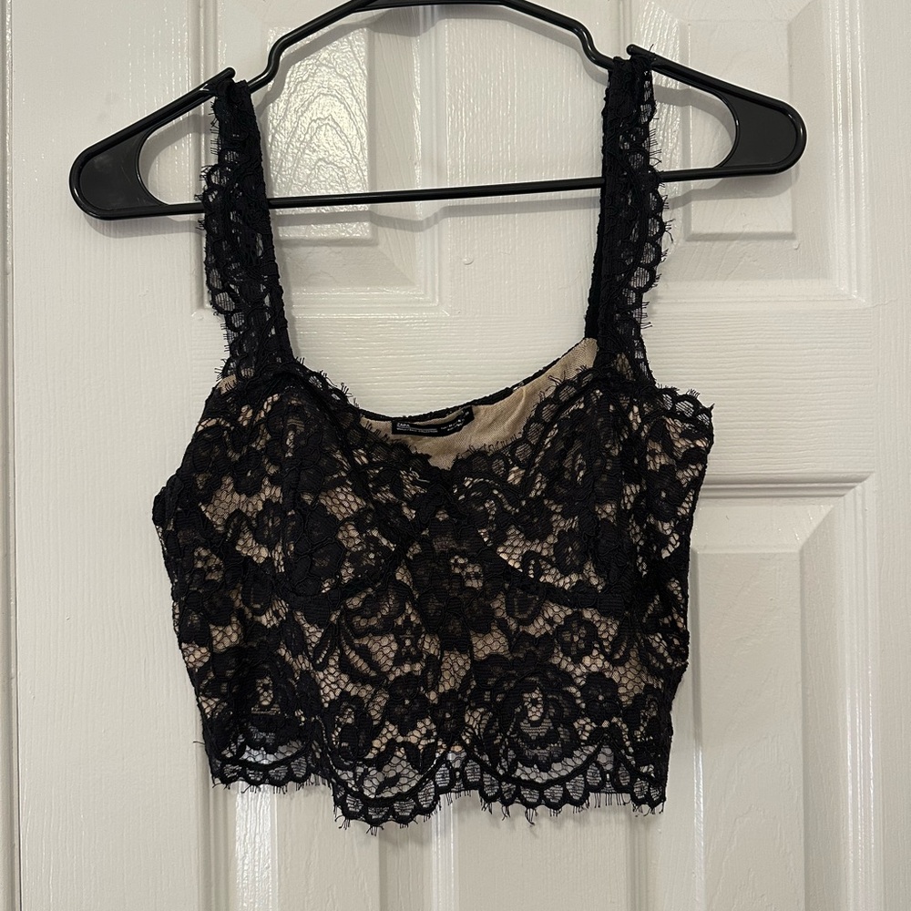 Black Lace Crop Top